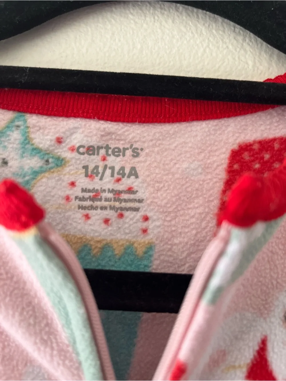 Carter's Pink Holiday Cupcake & Snowflake Footed One-Piece